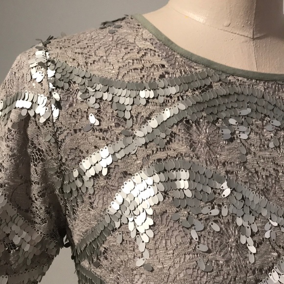 SANS SOUCI Gray Sequined Crop Top sz Med - Picture 8 of 8
